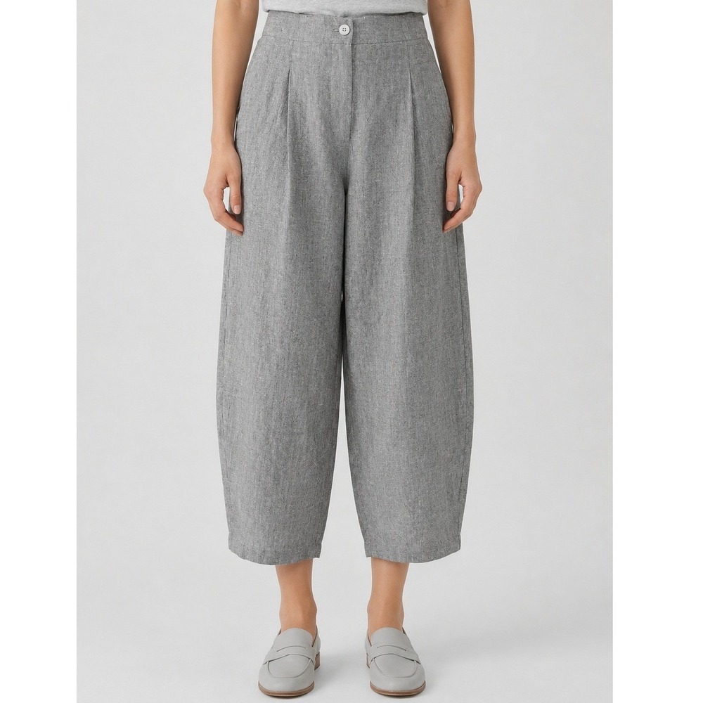 OSKA Checkered Linen Balloon Leg Pants Trouser Lagenlook Size 12/14